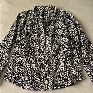 Talbots Black and White Animal Print Blouse